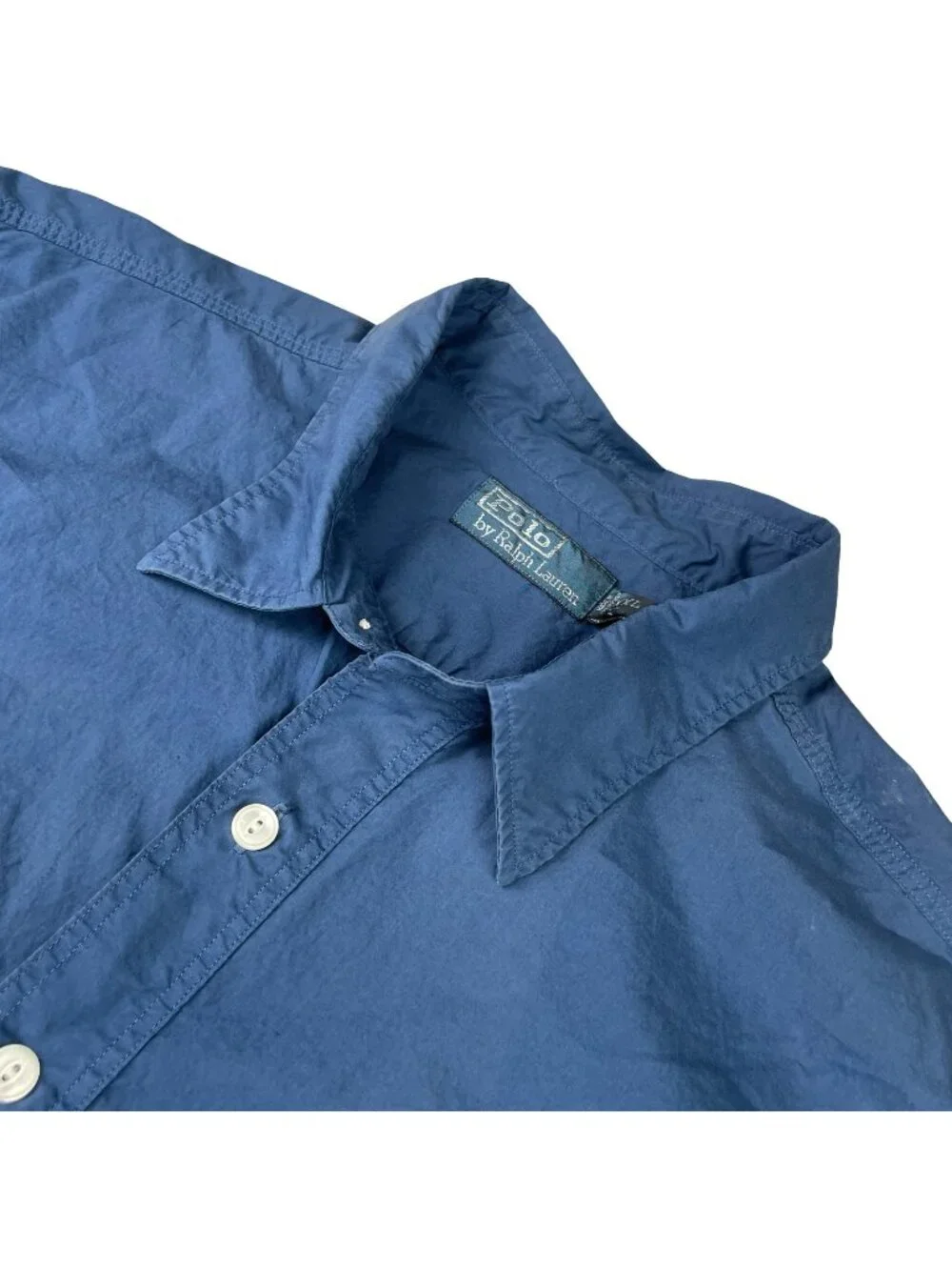 VTG Polo Ralph Lauren Men's 100% Cotton L/S Work Shirt Navy Blue • 2XL